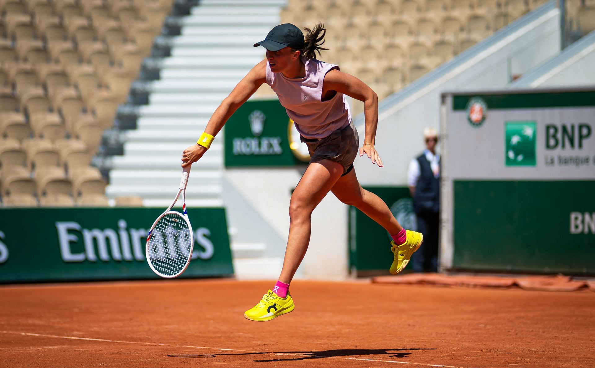 Swiatek in action 2025 French Open - Previews - Source: Getty